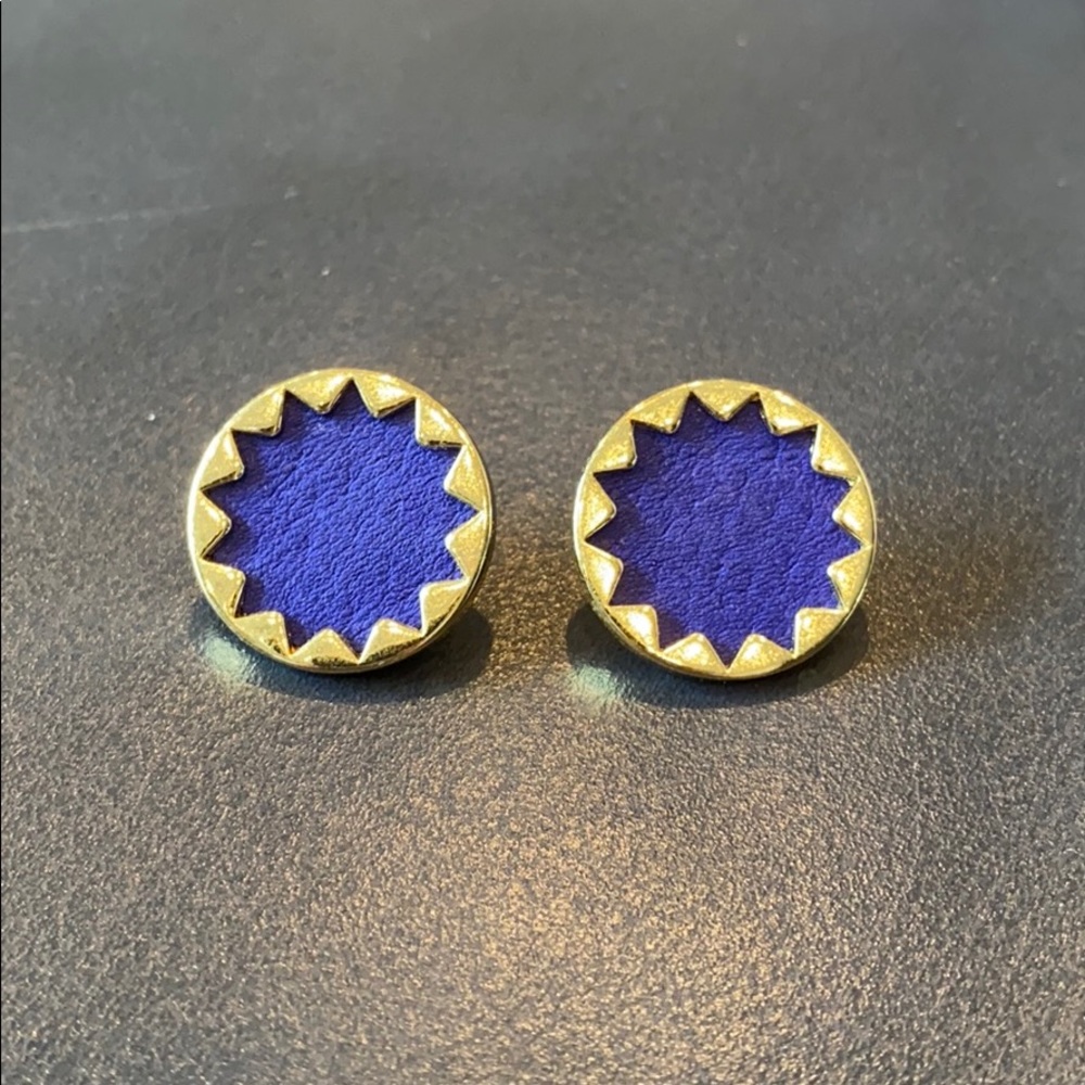House of Harlow 14K Gold & Blue Leather Earrings